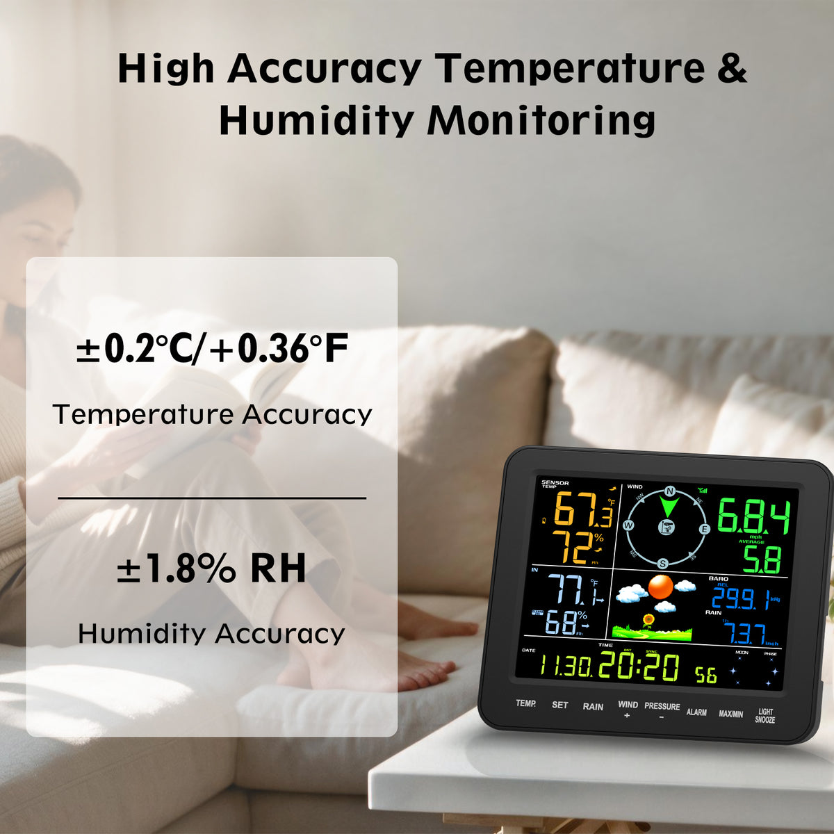 Sainlogic SA8 Wireless Weather Station with 7.5" Color Display & Outdoor Sensor-5G