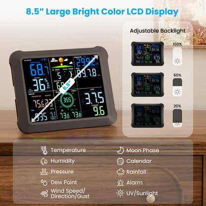 Sainlogic SA9 Smart WiFi Weather Station with 8.5" Color Display & Outdoor Sensor-5G