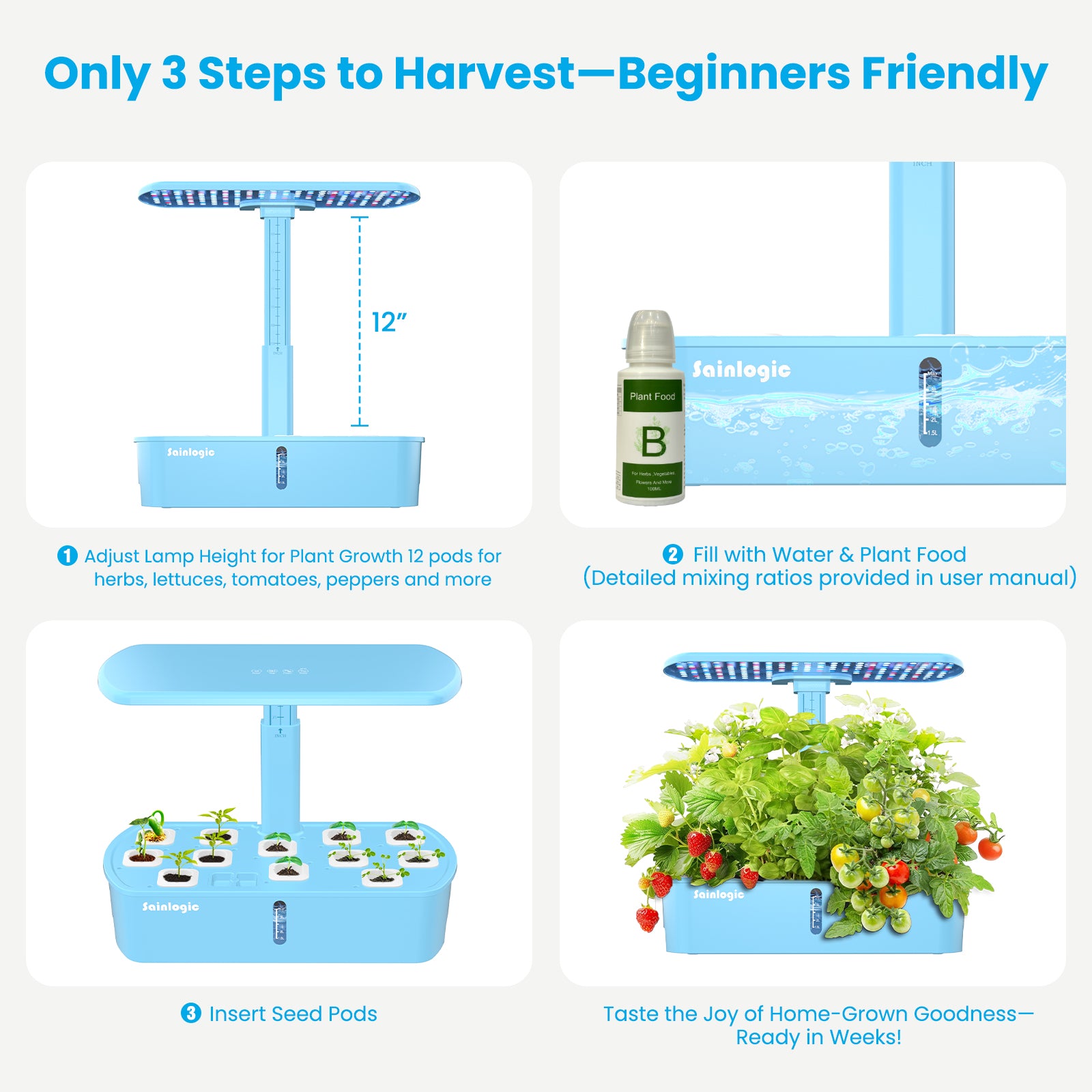 best hydroponic system kit for flower indoor plant Sainlogic Smart Hydroponics Growing System