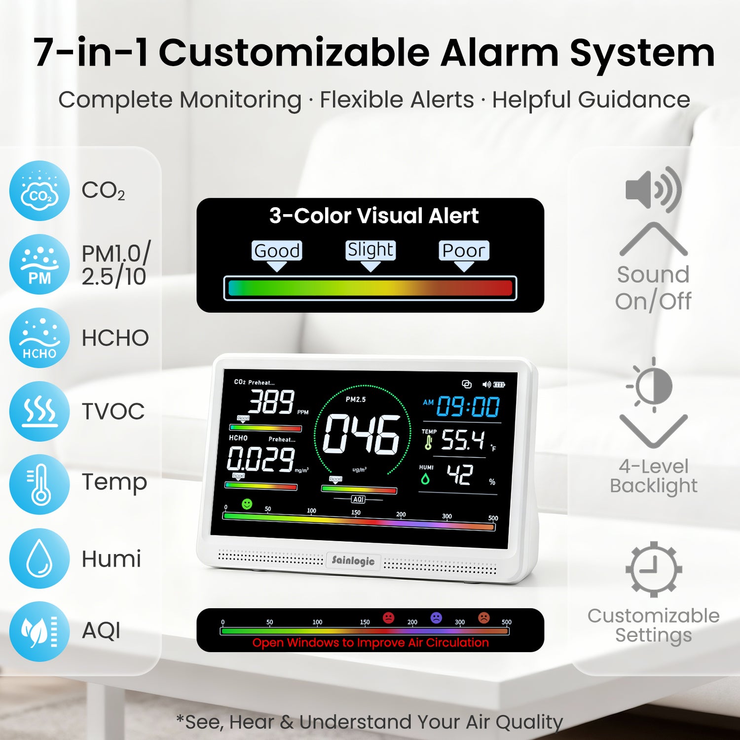 7 Customizable AQI Alerts & Smart Guidance