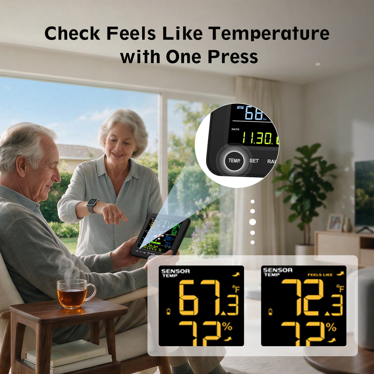 Sainlogic SA8 Wireless Weather Station with 7.5" Color Display & Outdoor Sensor-5G