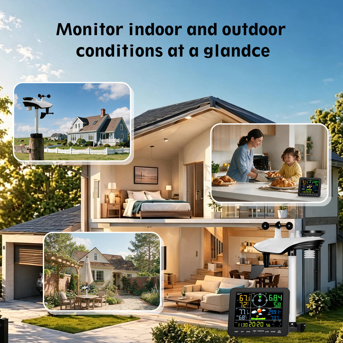 Sainlogic SA8 Wireless Weather Station with 7.5" Color Display & Outdoor Sensor-5G