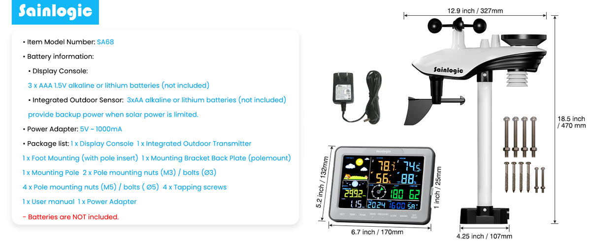 Sainlogic Weather Station SA68 product details
