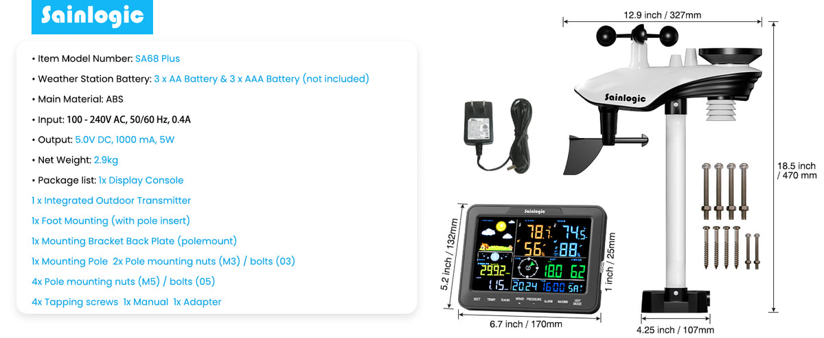 Sainlogic Smart Weather Station SA68 Plus product details