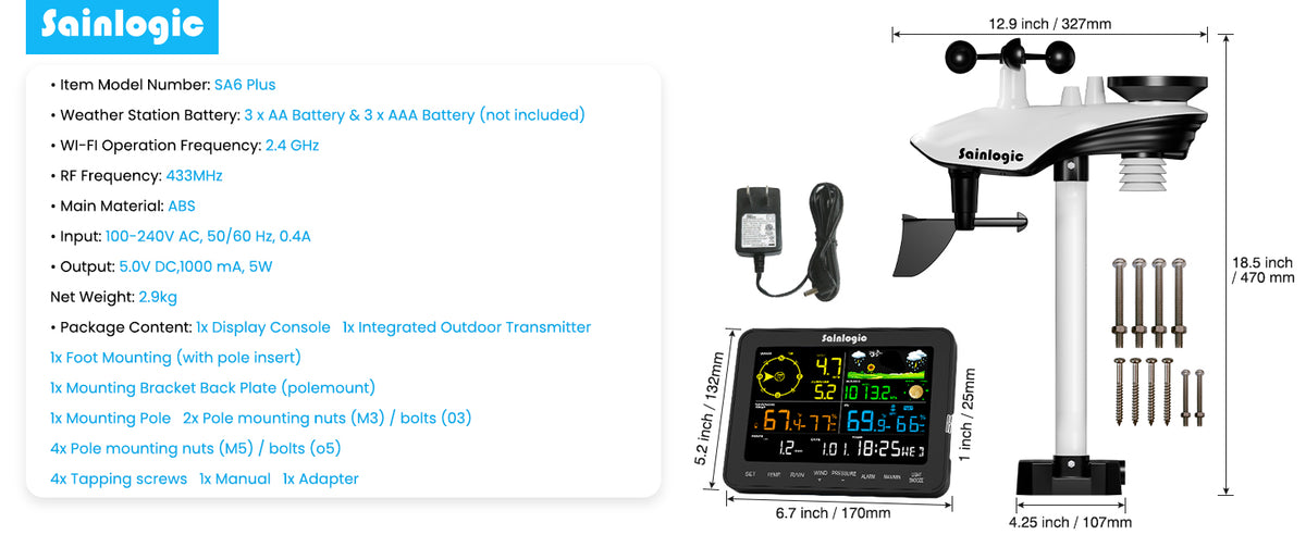 Sainlogic Smart Weather Station SA6 Plus product details