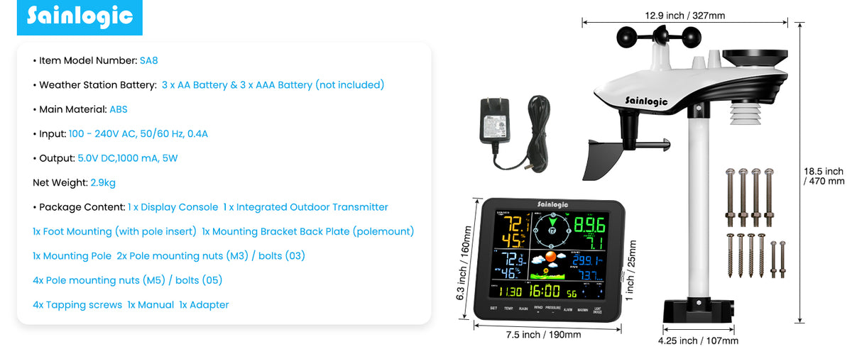 Sainlogic Weather Station SA8 product details