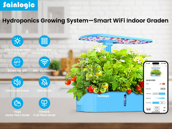 indoor plant growing system with lights Sainlogic Smart Hydroponics Growing System