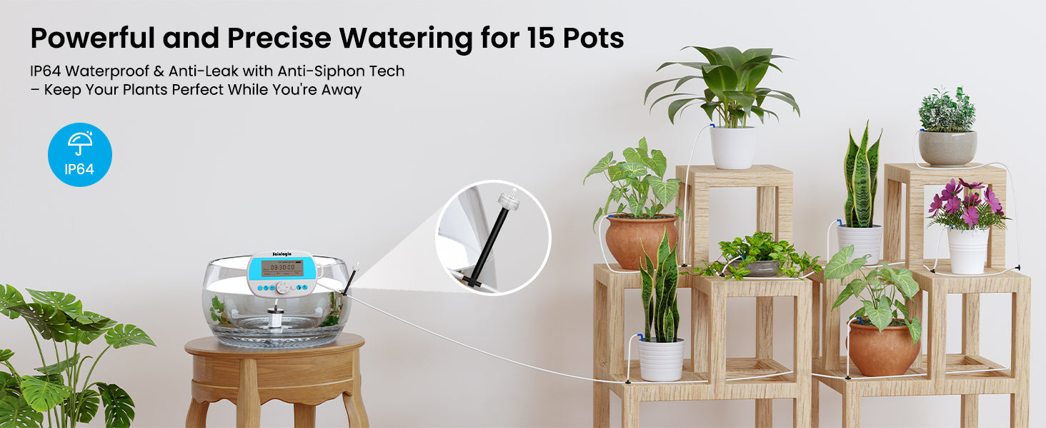 indoor watering system for house plants Sainlogic Automatic Plant Waterer for 15 Pots