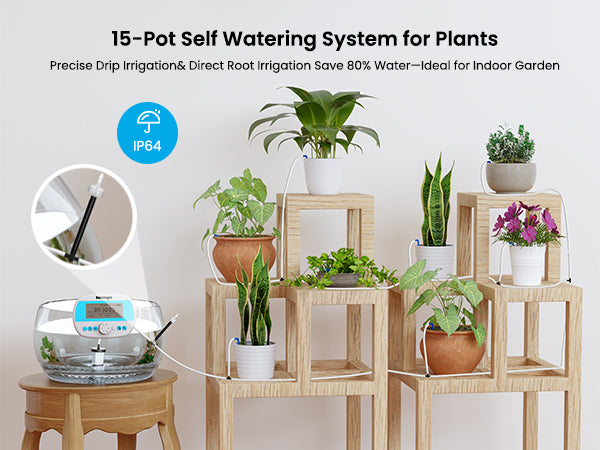 indoor watering system for plants Sainlogic Automatic Plant Waterer for 15 Pots